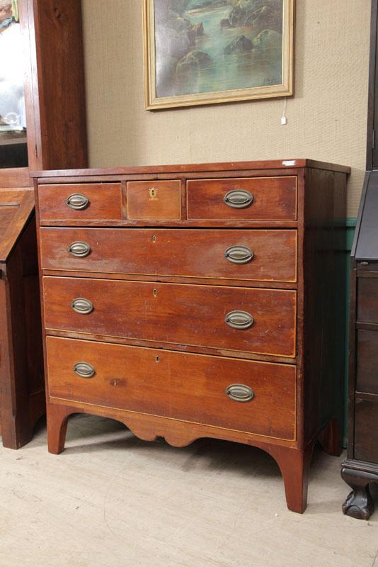 Appraisal: CHEST OF DRAWERS Hepplewhite style in cherry Three over three