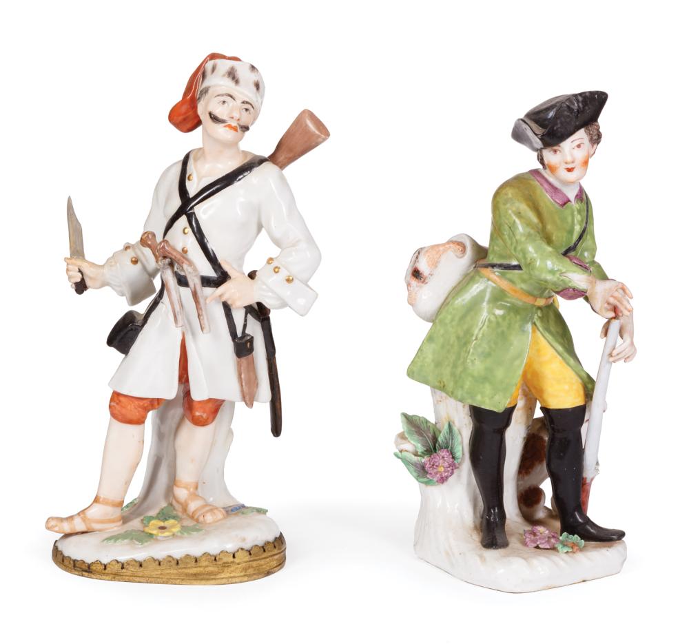 Appraisal: Two Antique Meissen-Style Porcelain Figures th c incl Italian Bandit