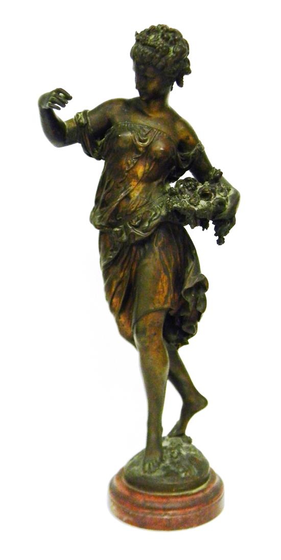 Appraisal: Mathurin Moreau French - large standing bronze sculpture depicting allegorical