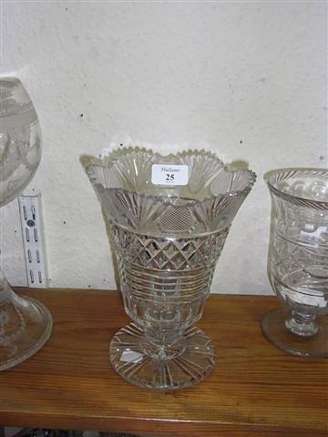 Appraisal: A GLASS CELERY VASE with hobnail decoration and with cut