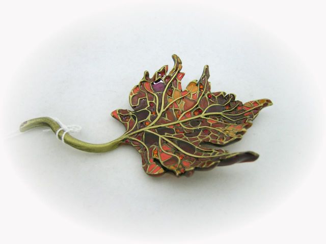 Appraisal: Jay Strongwater autumn leaf with original box