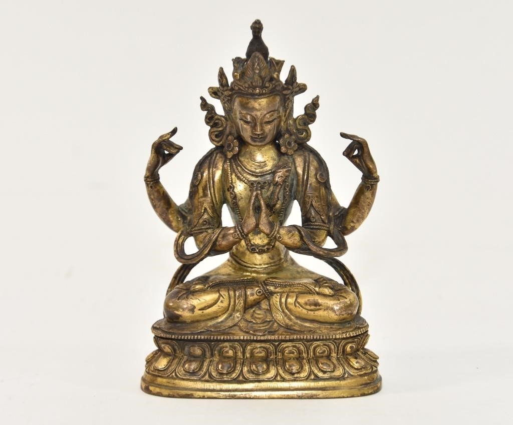 Appraisal: Fine Chinese gilt bronze Buddha probably th c h x