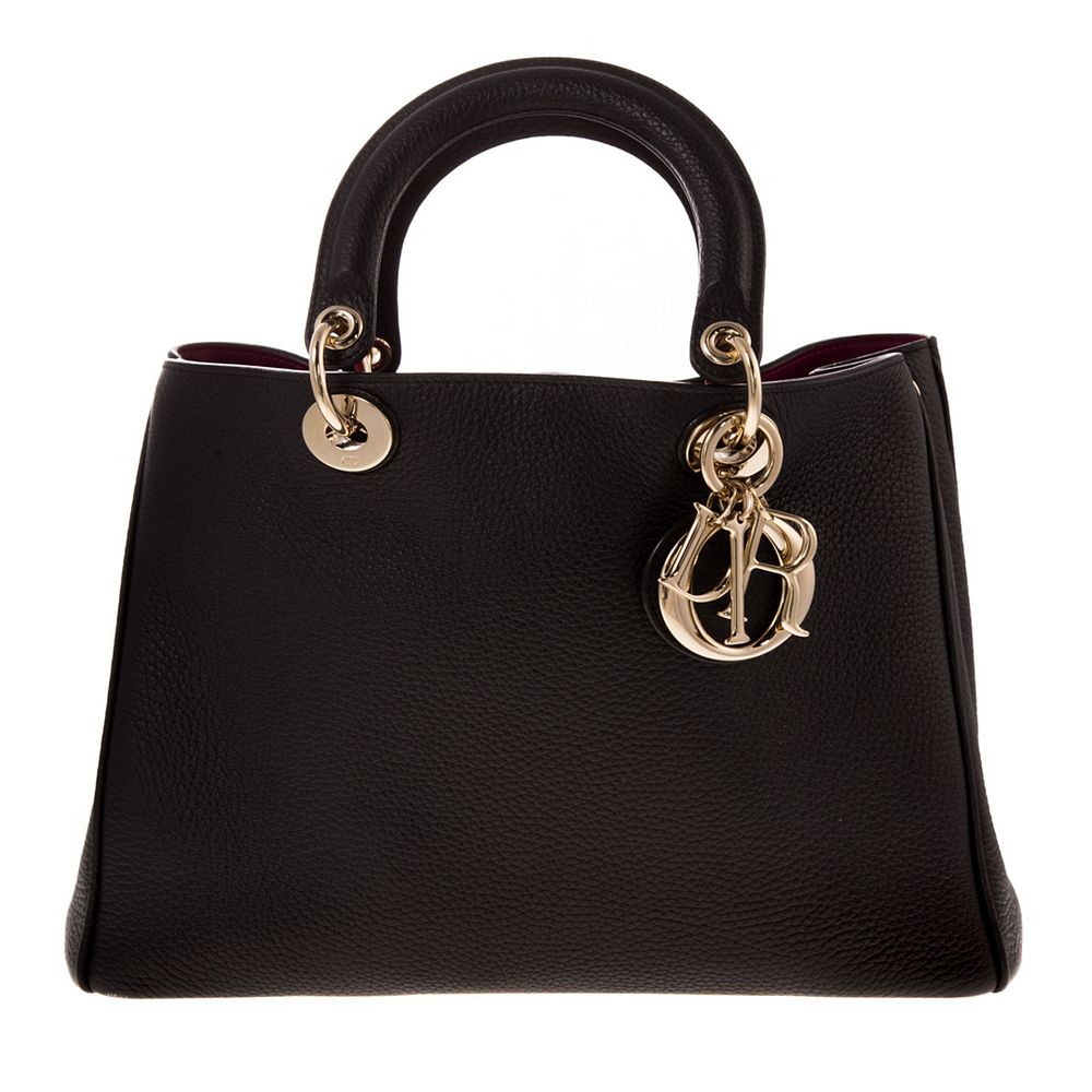 Appraisal: A Christian Dior Diorissimo Handbag A black calfskin leather Christian