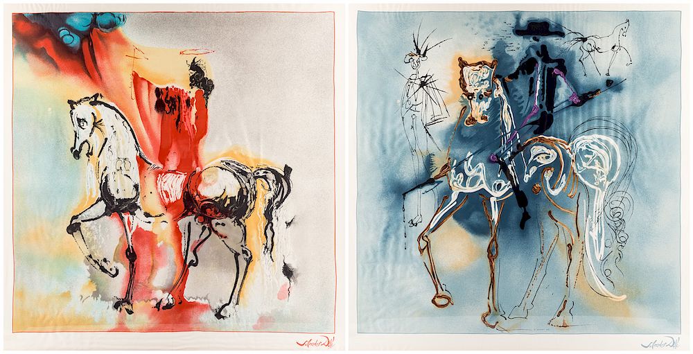 Appraisal: A PAIR OF SILK SCARVES BY SALVADOR DALI SPANISH -