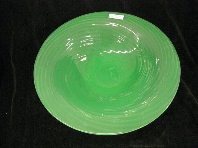 Appraisal: Steuben Art Glass Bowl green with alabaster base swirl decor