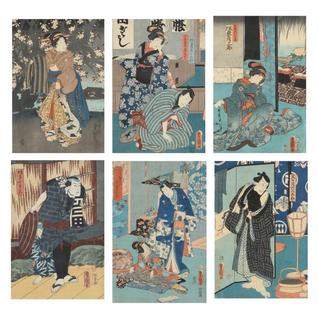 Appraisal: UTAGAWA KUNISADA TOYOKUNI III JAPANESE - GROUP OF SIX WOODBLOCK