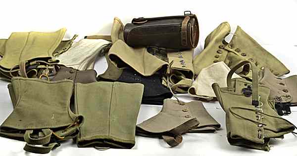 Appraisal: U S WWI WWII Canvas and Leather Leggings Lot of