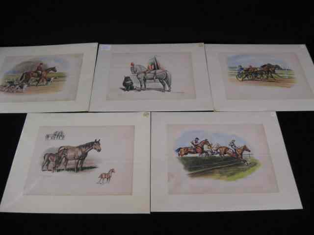 Appraisal: Horse Prints by Edwin Megargee mixed image area '' x