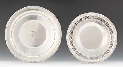 Appraisal: Two Sterling Silver Trays Round polished tray with reticulated detail