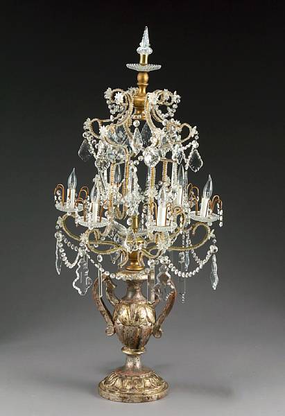 Appraisal: An Italian Neoclassical style silvered wood six light girandole th