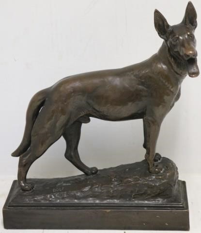 Appraisal: PAUL HERZEL - NY GERMANY BRONZE CLADSCULPTURE OF DOG A