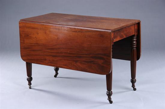 Appraisal: AMERICAN CLASSICAL MAHOGANY DROP-LEAF TABLE early th century Finely-figured mahogany