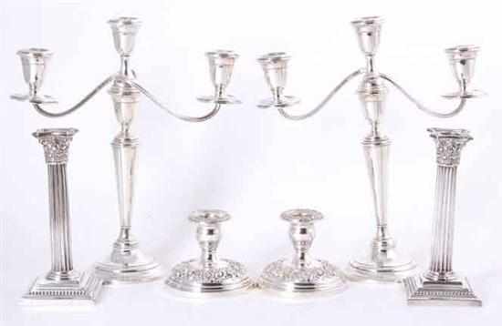 Appraisal: American sterling candlesticks and candelabra pair of Gorham A pattern