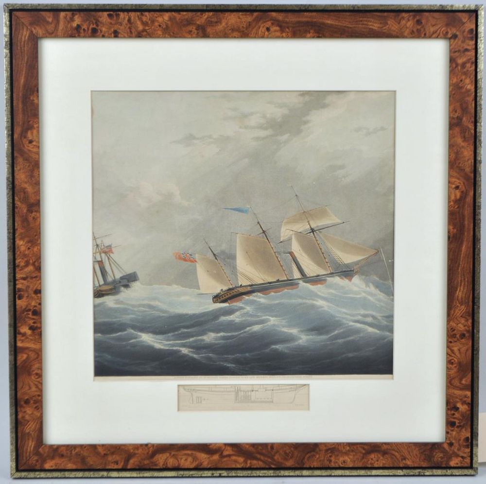 Appraisal: William John Huggins Marine Print English - hand colored with