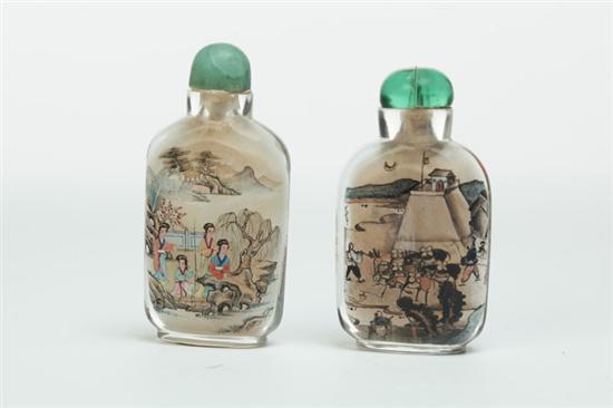 Appraisal: TWO SNUFF BOTTLES China early th century Signed reverse glass