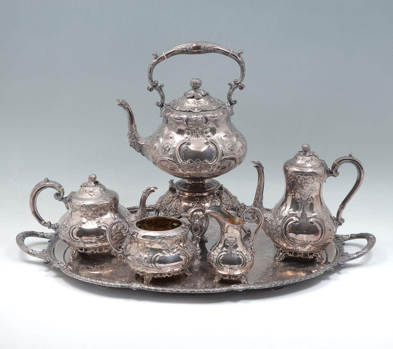 Appraisal: ORNATE MARTIN HALL CO SILVER PLATED TEA AND COFFEE SERVICE