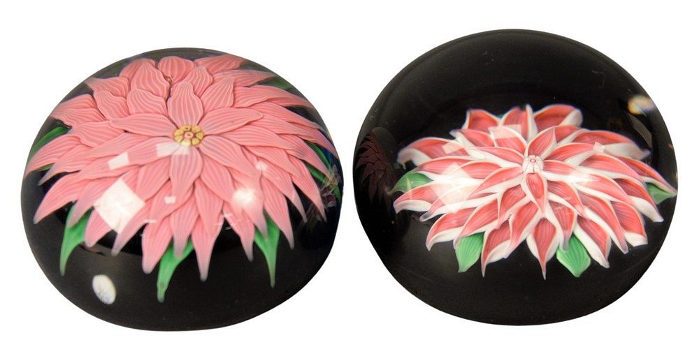 Appraisal: Two Baccarat Glass Paperweights both having pink and green floral