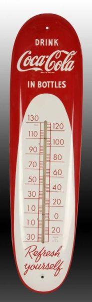 Appraisal: Coca-Cola Tin Cigar-Shaped Thermometer Description Circa s Good example One