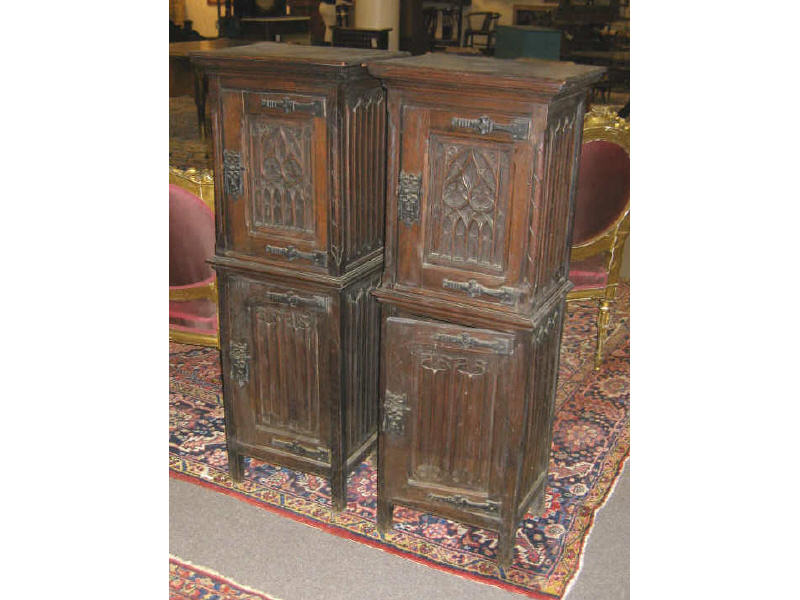 Appraisal: PAIR ENGLISH GOTHIC STYLE OAK CABINETS Each with a single