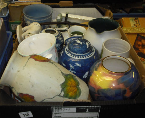 Appraisal: Tray of Pottery to include Wedgwood Blue Jasper planter Denby