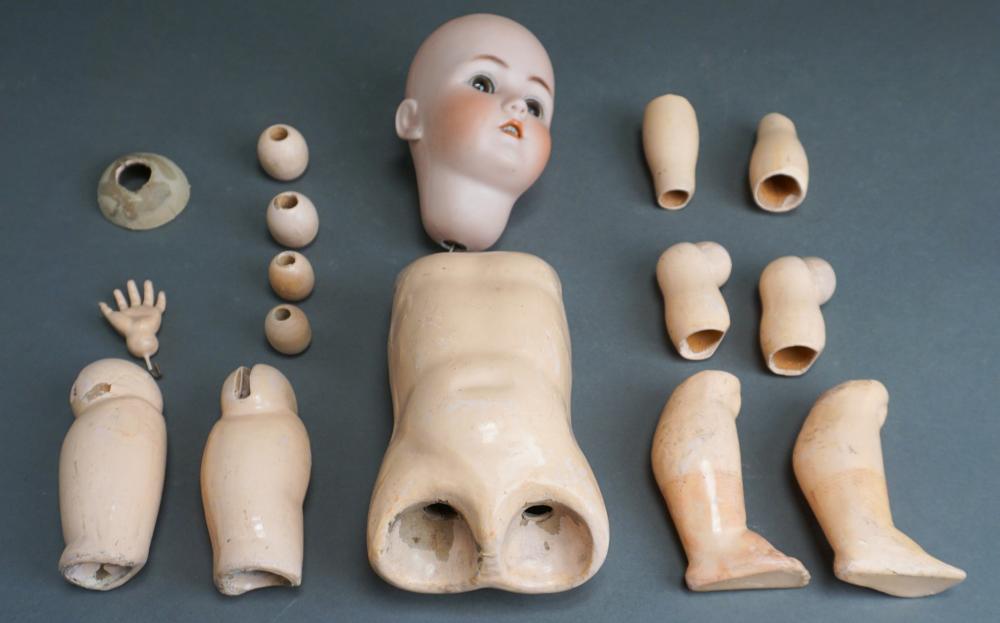 Appraisal: Simon Halbig Bisque Head and Papier Mache Body Doll disassembled