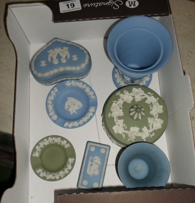 Appraisal: Tray comprising Wedgwood Jasperware in Light Blue Dark Blue and