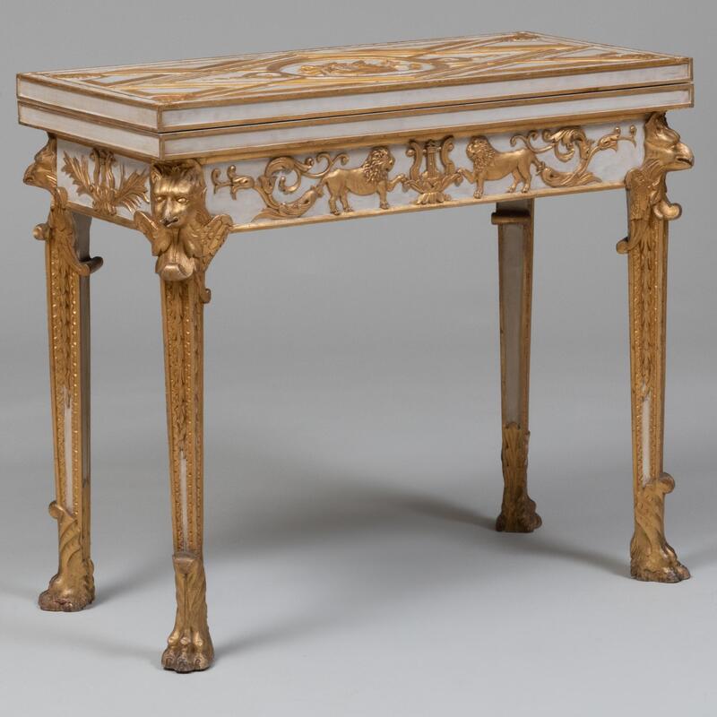 Appraisal: Italian Neoclassical Style Painted and Parcel-Gilt Fold Over Games Table