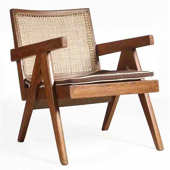 Appraisal: A Caned Teak Easy Armchair Pierre Jeanneret circa - having