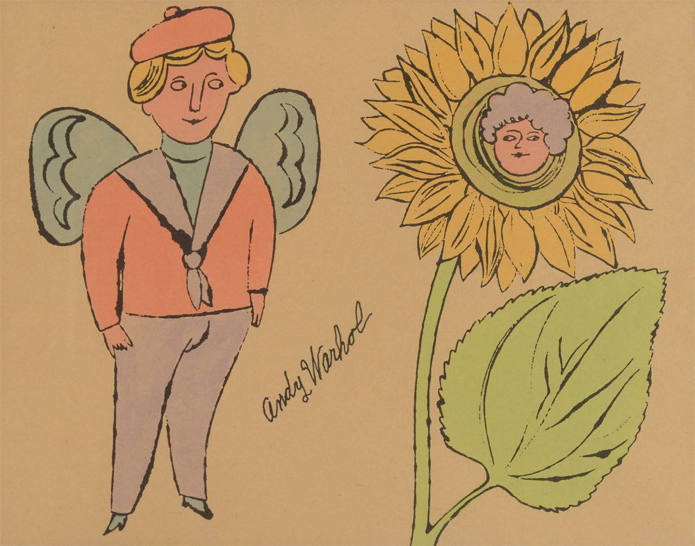 Appraisal: WARHOL Andy American - Angel and Sunflower Hand Colored Lithograph