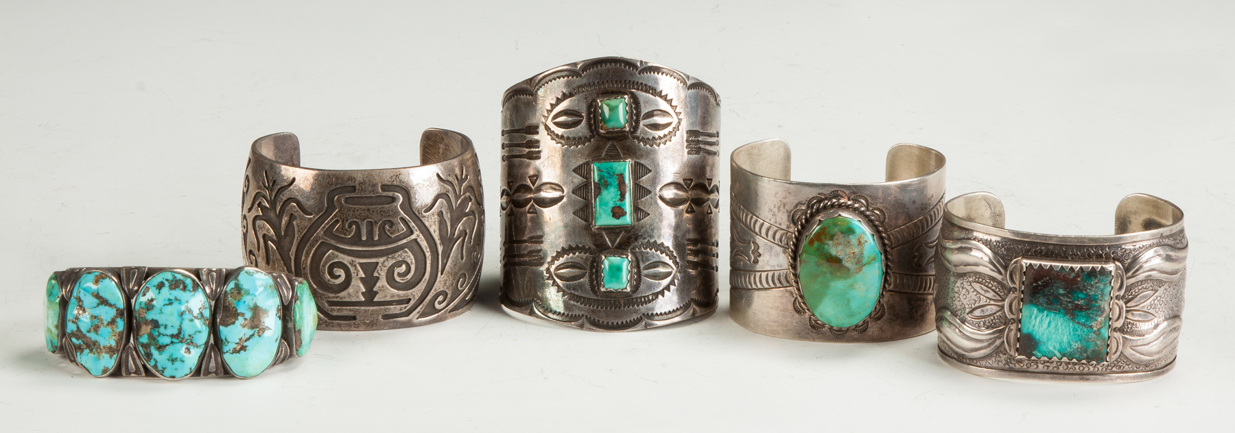 Appraisal: Silver and Turquoise Bracelets