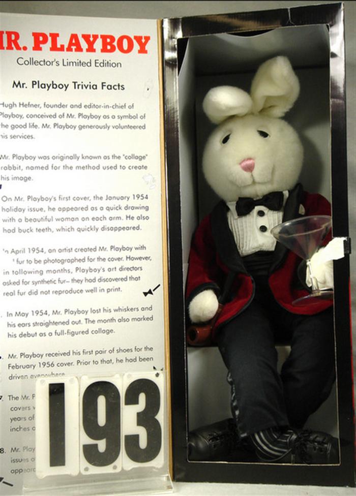 Appraisal: Mr playboy Plush figure mint in original box Estimate -