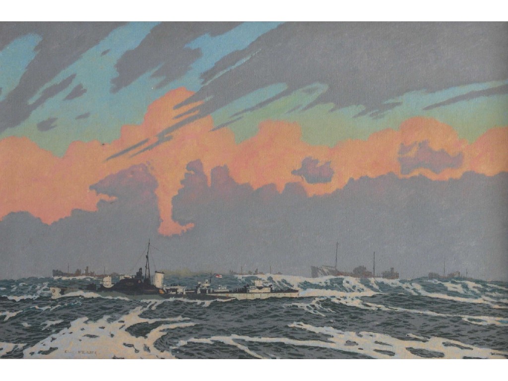 Appraisal: Charles Pears Hunt Class Destroyer English Channel oil on canvas