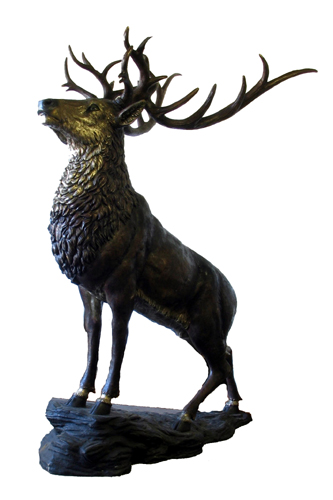 Appraisal: MONUMENTAL BRONZE WILDLIFE SCULPTURE a majestic Roosevelt bull elk in