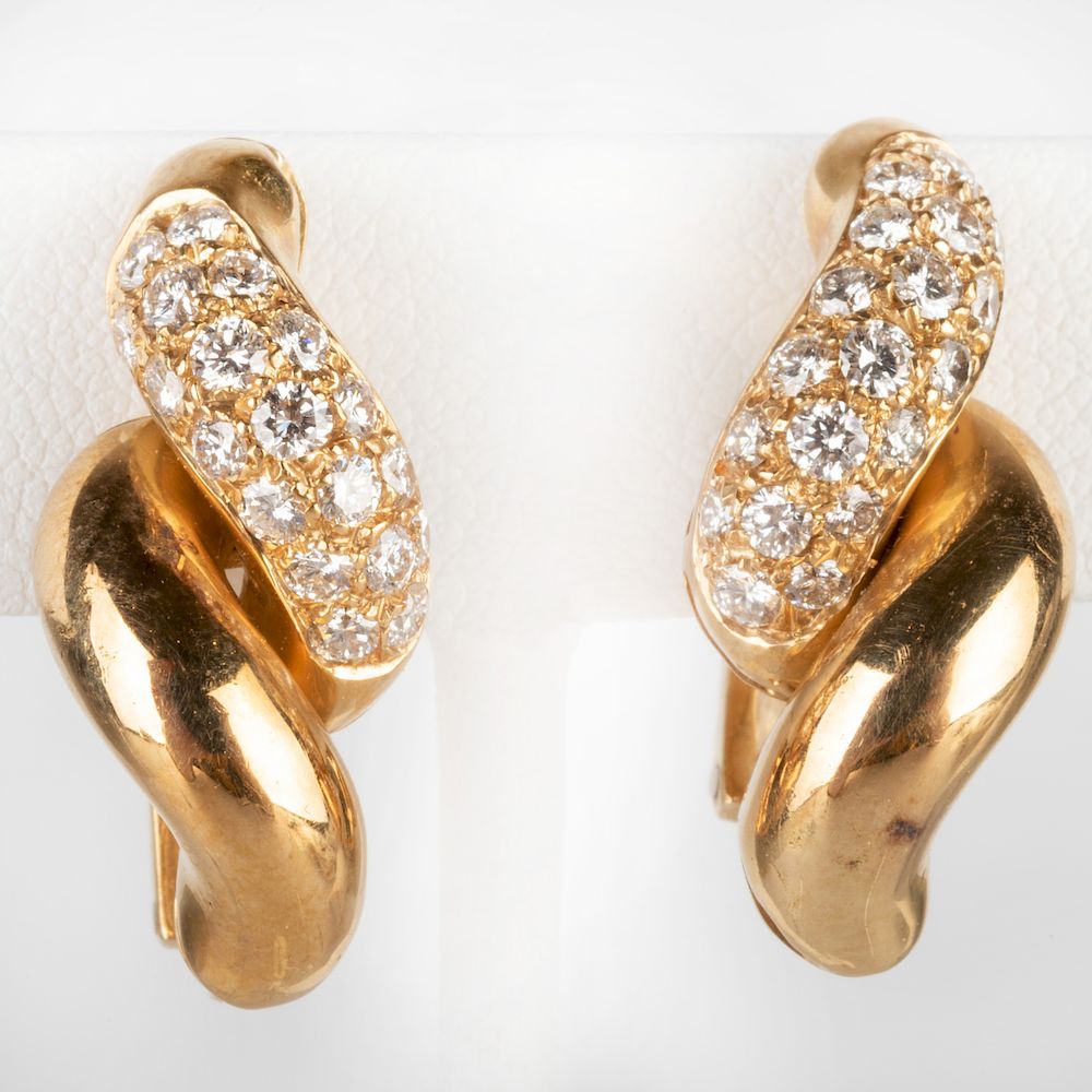 Appraisal: Pair of k Gold and Diamond Twist Earclips Marked '