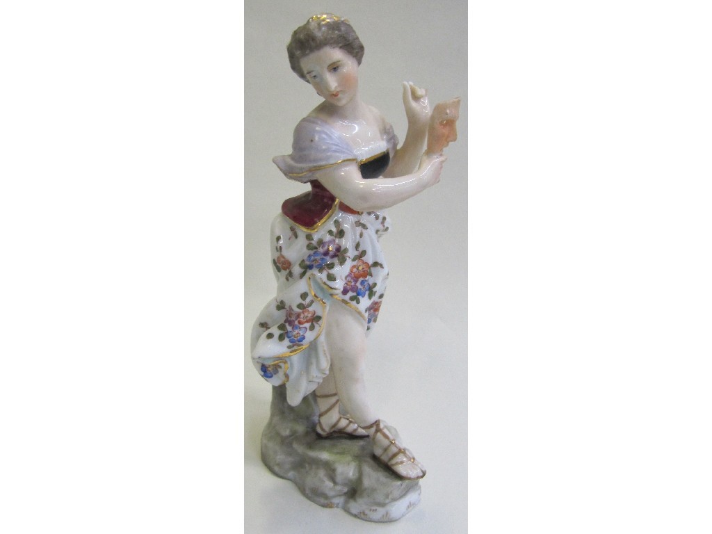 Appraisal: Continental porcelain figure of a woman holding a mask