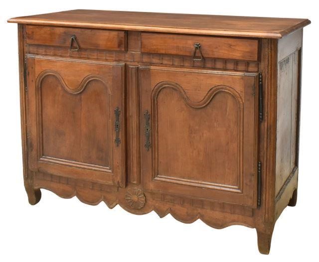 Appraisal: French Provincial walnut sideboard mid th c fitted with two