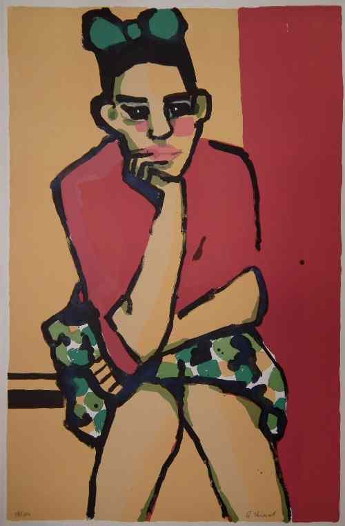 Appraisal: Gernot Kissel - - limited edition coloured lithograph - Seated