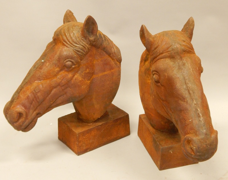 Appraisal: A pair of cast iron horse busts each modelled in