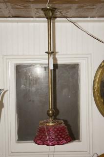 Appraisal: Victorian Hall Fixture Brass with Hobnail Shade H