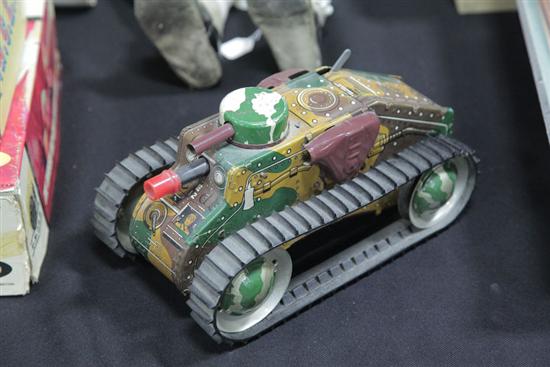 Appraisal: TIN WIND UP TOY TANK Unmarked mid- th century Chromolitographed