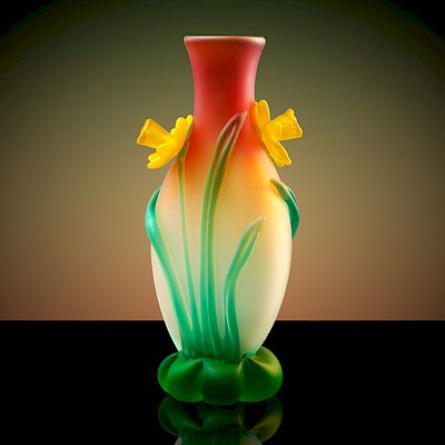 Appraisal: Tommie Rush - Red Fade Oval Daffodil Vase Exclusive on