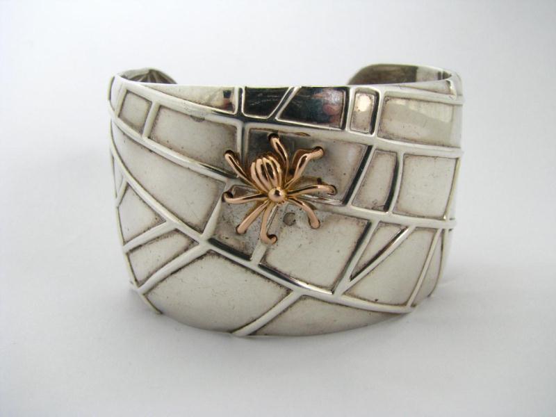 Appraisal: A Tiffany Co Sterling Spider web Cuff Bracelet with k