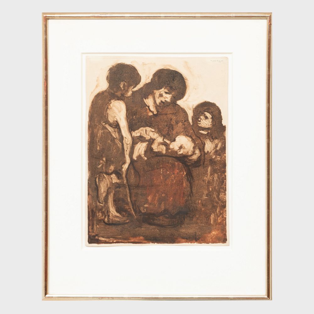 Appraisal: Eugene Higgins - Family Etching and aquatint in sepia on