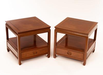 Appraisal: A pair of Chinese hardwood bedside tables cm square