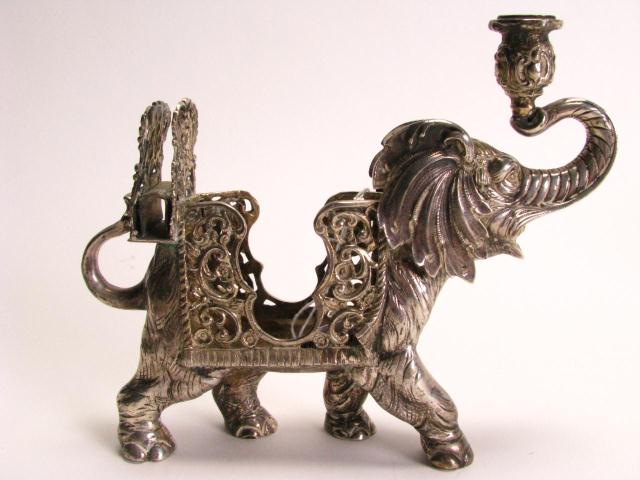 Appraisal: Russian Silver Filigree Figural Elephant Cigarette And Match Holder Engraved