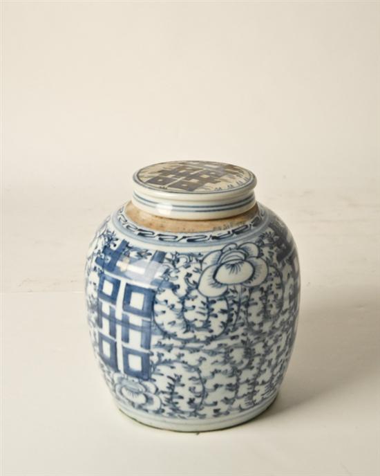 Appraisal: A Chinese Blue White Lidded Pottery Jar having allover floral