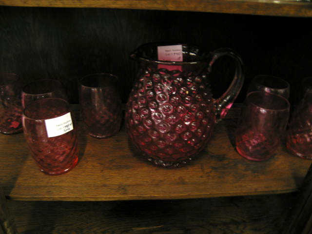 Appraisal: Cranberry Art Glass Pitcher with tumblers