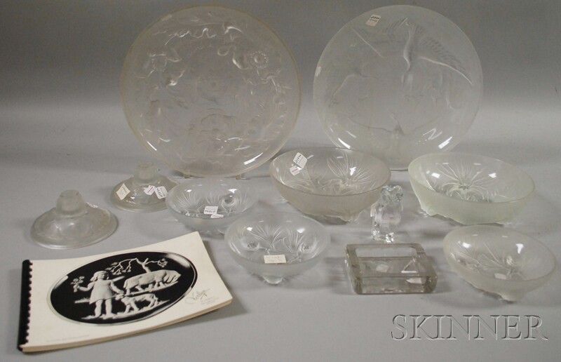 Appraisal: Ten Pieces of Verlys Frosted Colorless Art Glass and Catalog