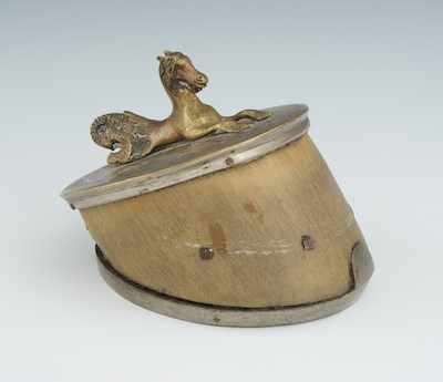 Appraisal: A Silver Plate Mounted Horse Hoof Dated A token of