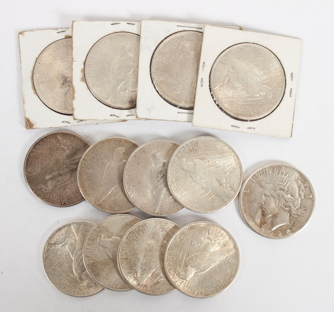 Appraisal: U S Silver Dollars Thirteen Peace type comprising twelve eight